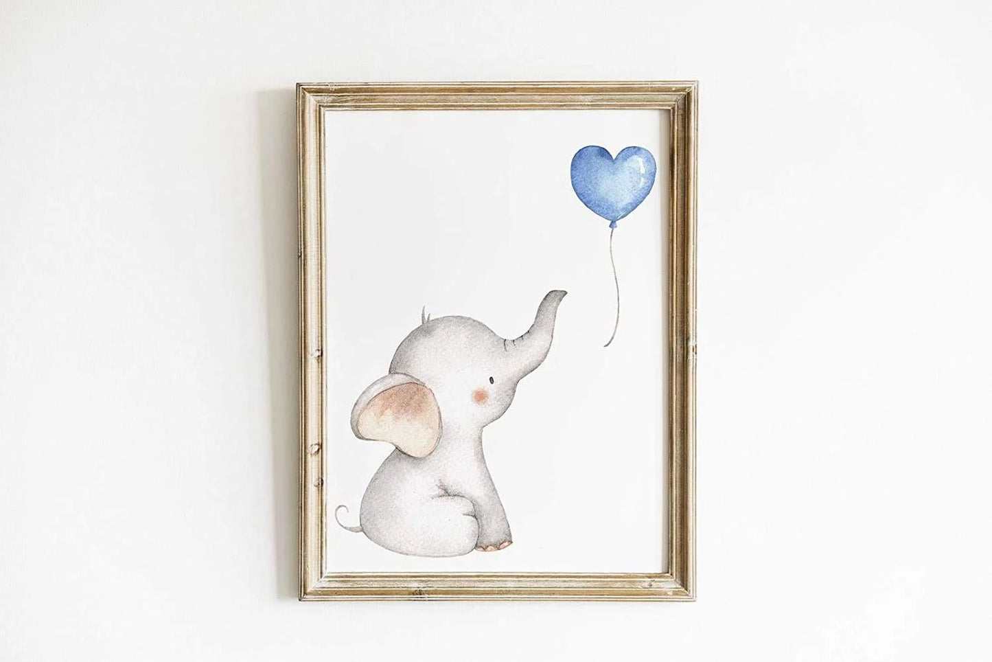 Kiddopark Elephants with Blue Balloons Nursery Wall Art 8"X10" Art Prints (Set of 6)