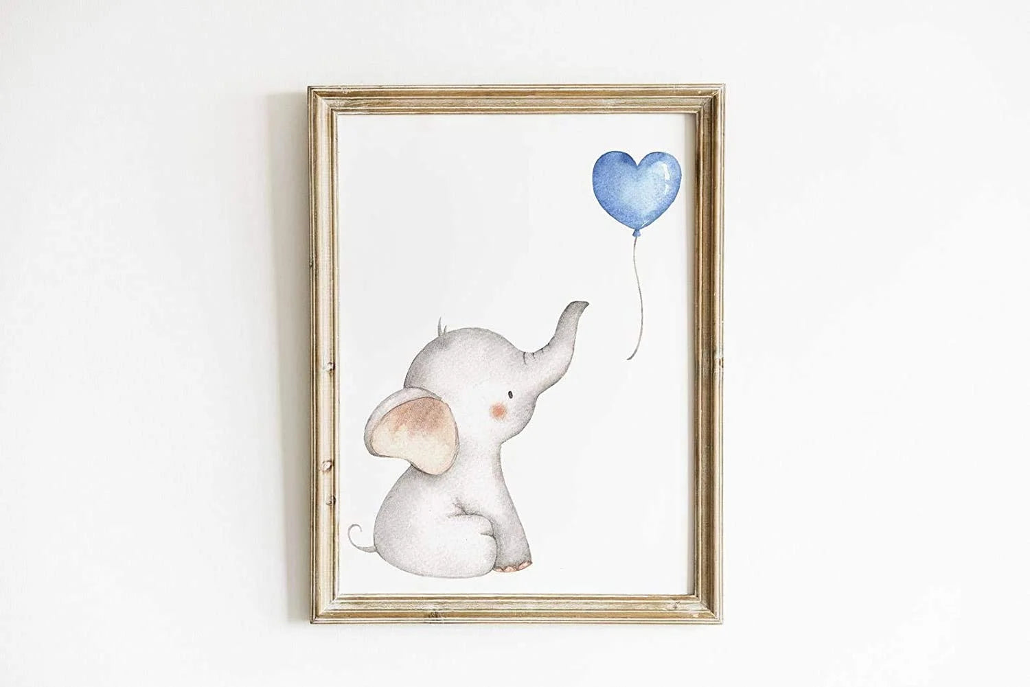 Kiddopark Elephants with Blue Balloons Nursery Wall Art 8"X10" Art Prints (Set of 6)