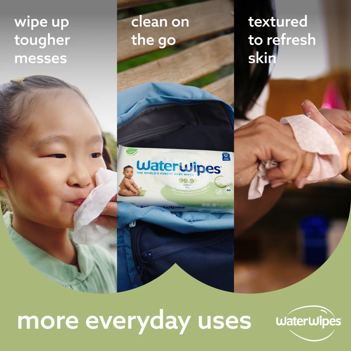 Waterwipes Textured Clean 99.9% Water Based Toddler & Baby Wipes, 9 Resealable Packs (540 Wipes)