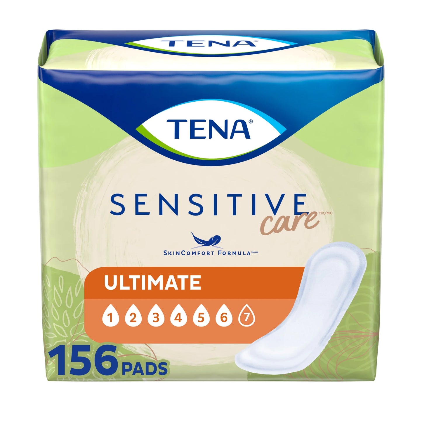 Tena Sensitive Care Ultimate Absorbency Incontinence Pads for Women, Regular Length, 10 Count