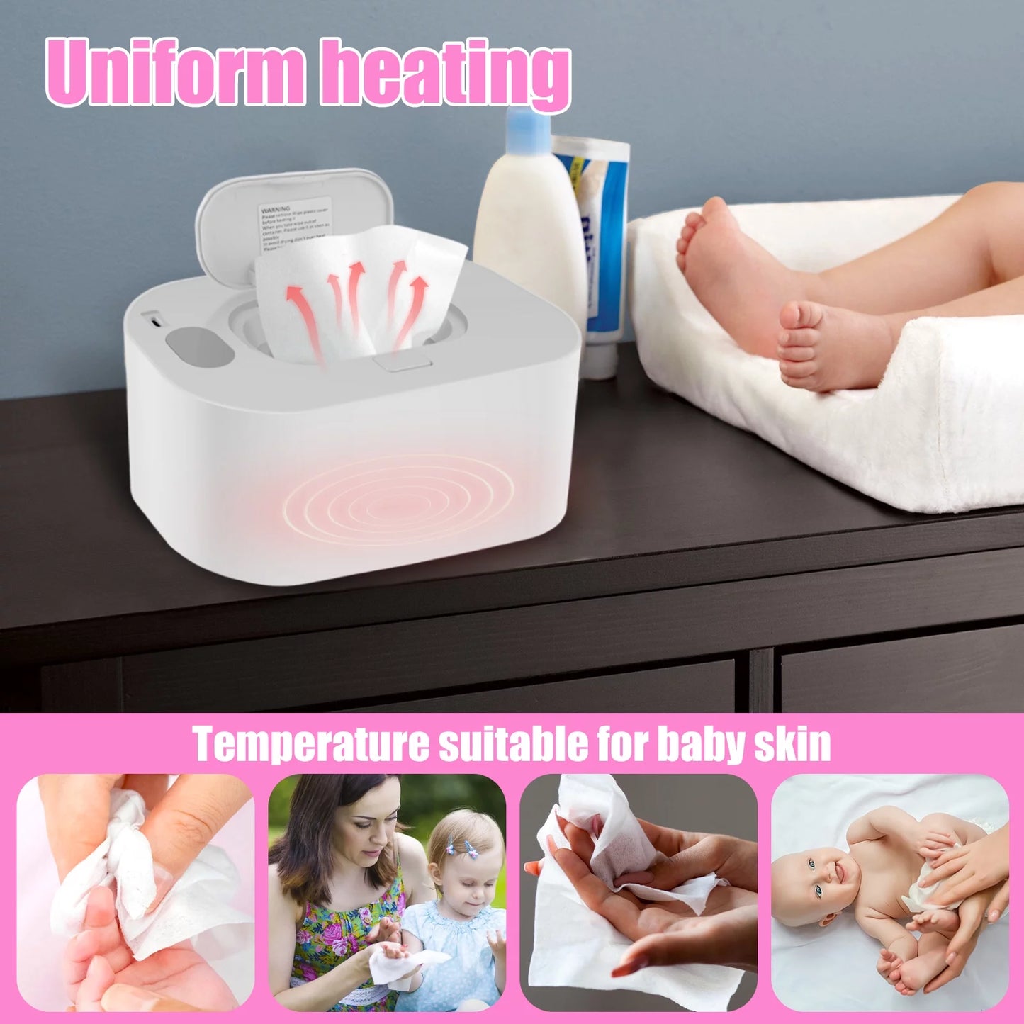 Lzvxtym Baby Wipe Warmer Thermostat Baby Wipe Heater Portable Baby Wipes Dispenser Warmer for Home