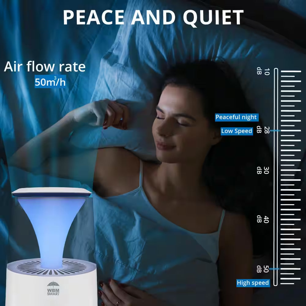 12.9 In. White Air Purifier Air Cleaner for Home HEPA Filter Bluetooth Speaker Air Purifier