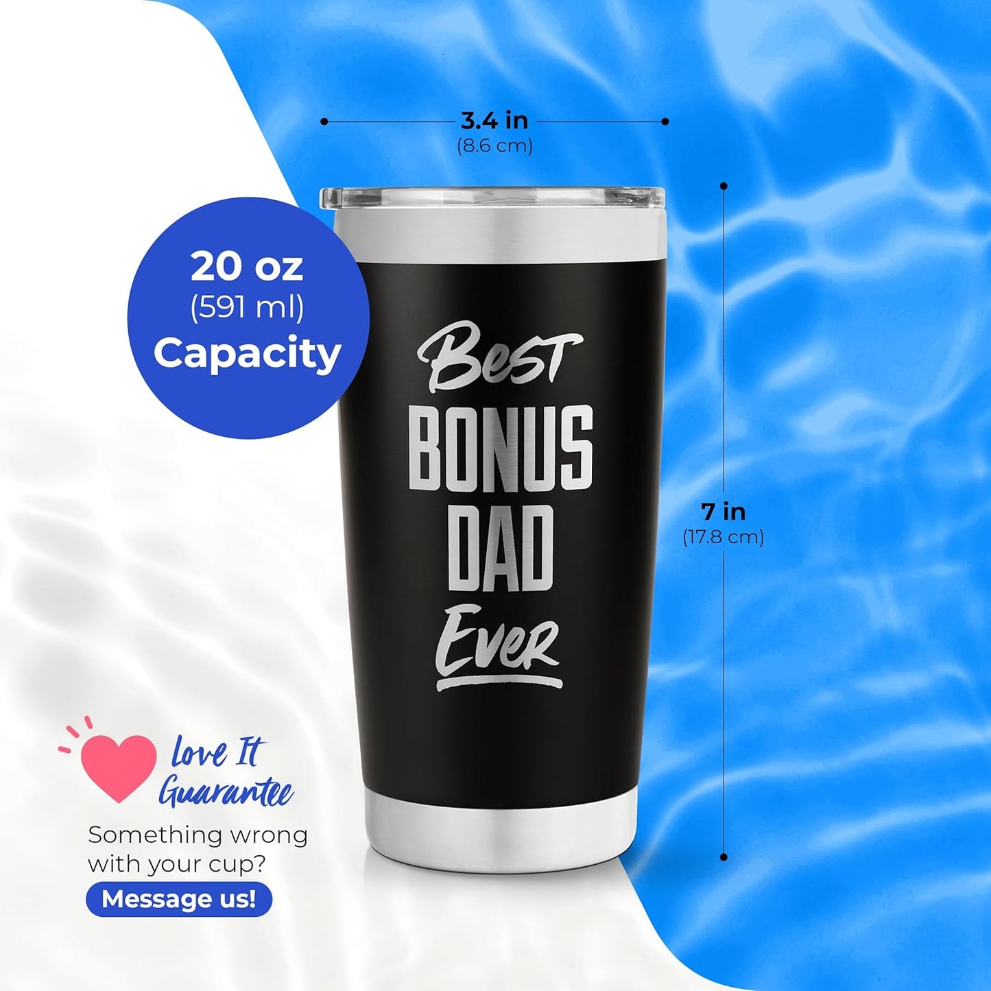 Stainless Steel Travel Mug, Best Bonus Dad Ever - 20 Oz Insulated Coffee Tumbler