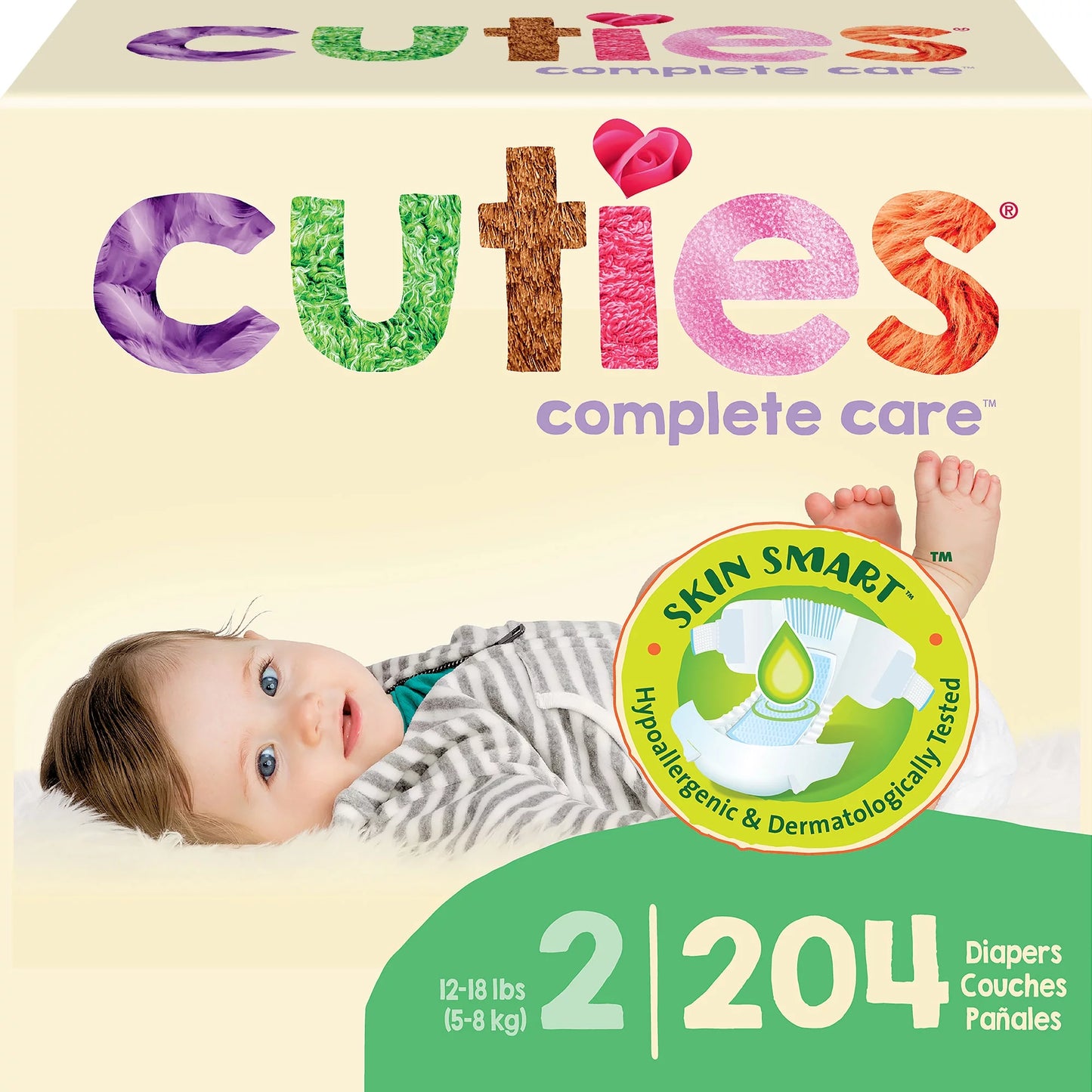 Cuties Hypoallergenic Skin Smart Baby Diapers, Size 1, 176 Count