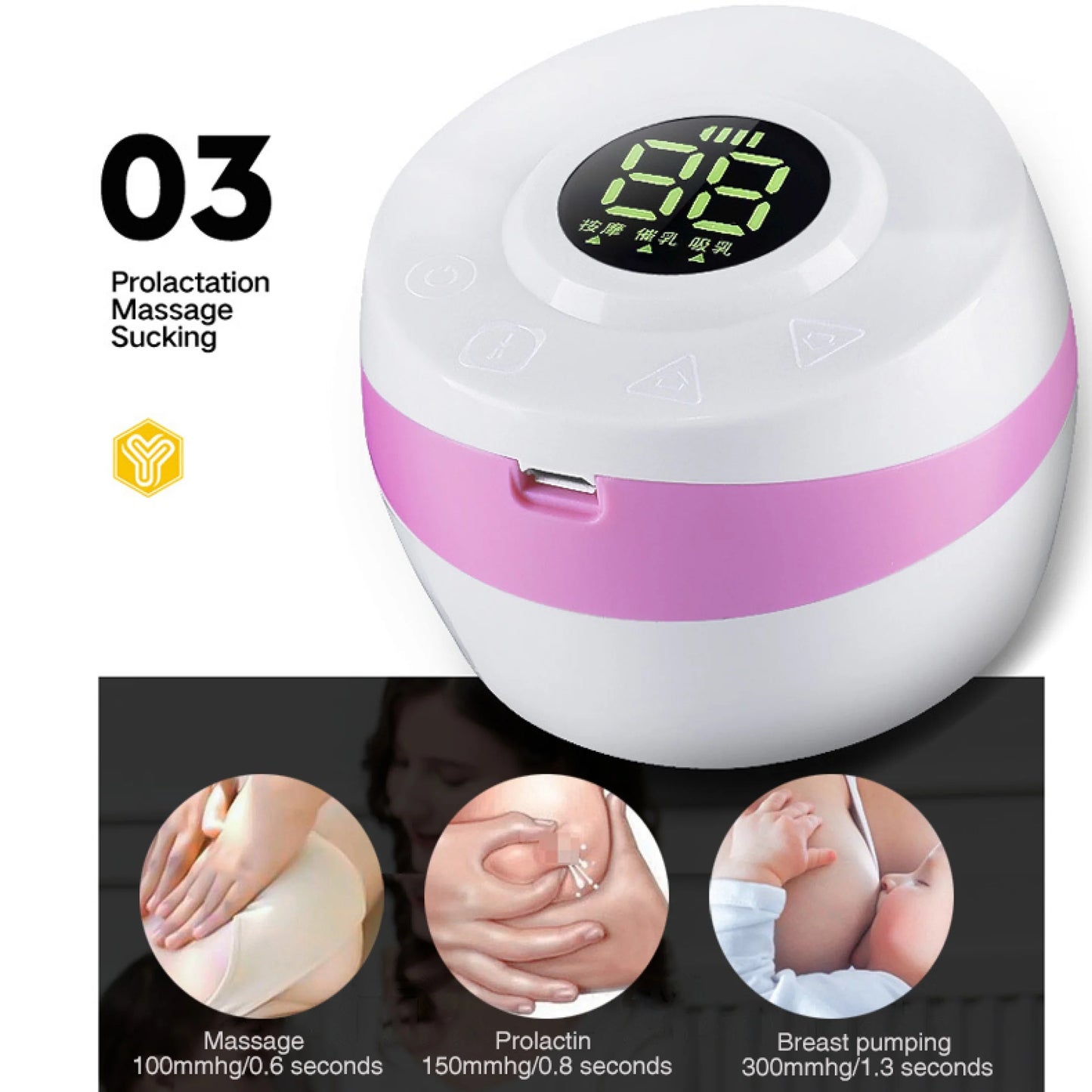 EUBUY Portable Electric Breast Feeding Pump Electric Suction Milk Extractor Baby Bottle Postpartum Supplies Accessories USB Powered for Mom New Mother Pink