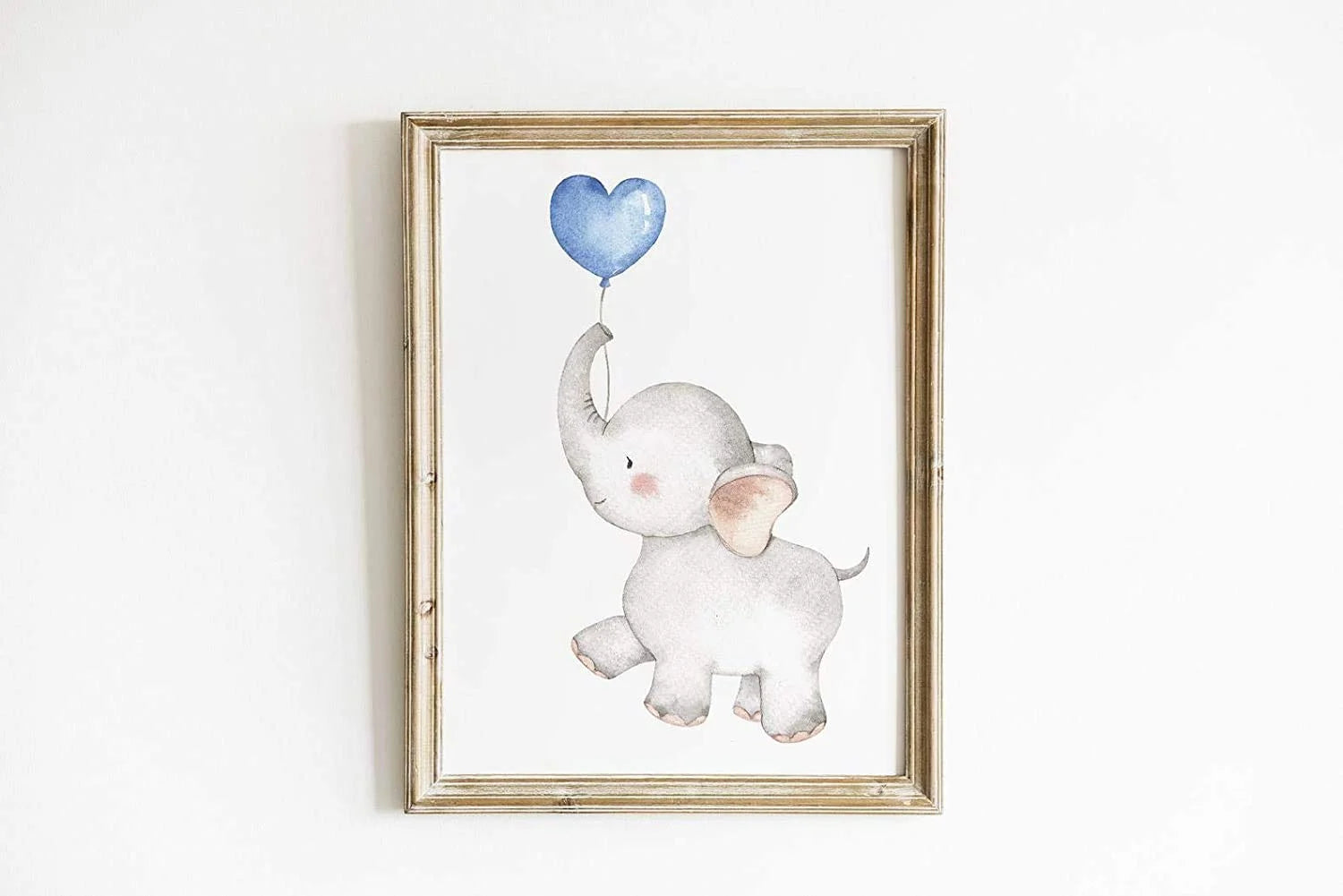 Kiddopark Elephants with Blue Balloons Nursery Wall Art 8"X10" Art Prints (Set of 6)