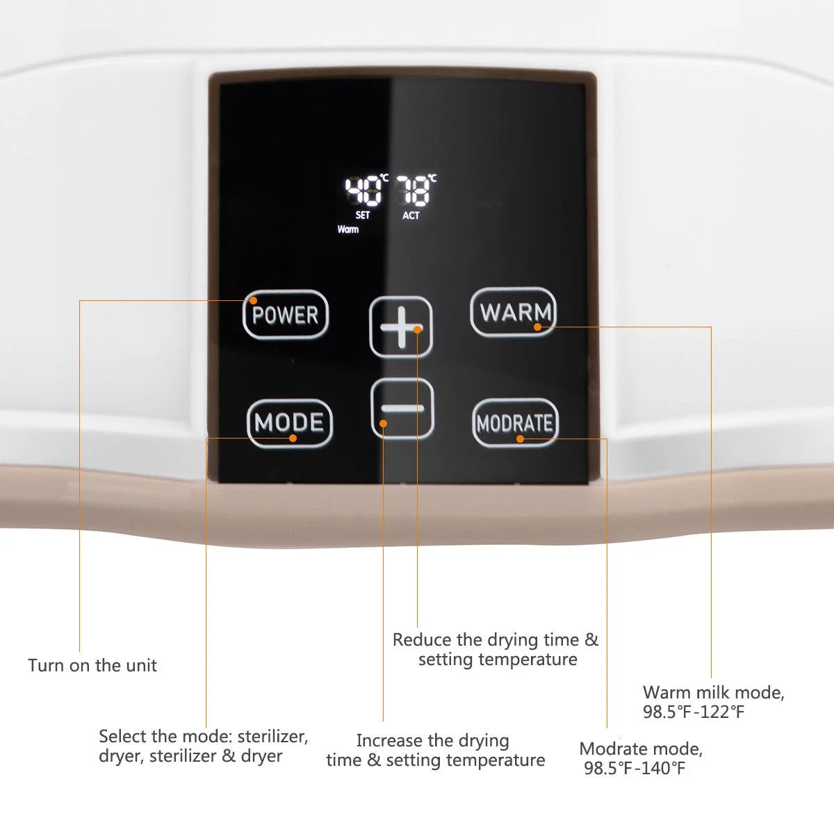 Costway Baby Bottle Electric Steam Sterilizer Dryer Machine Warmer Milk with LED Monitor White