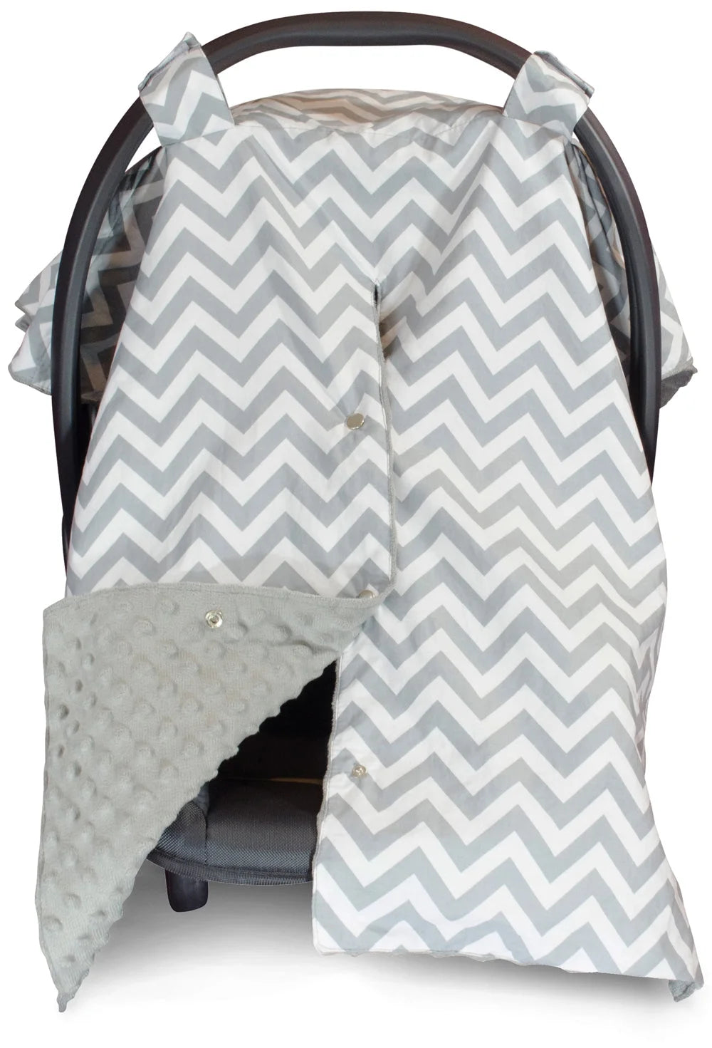 Kids N' Such Peekaboo Baby Car Seat Canopy Infant Carrier Cover for Travel, Chevron & Gray