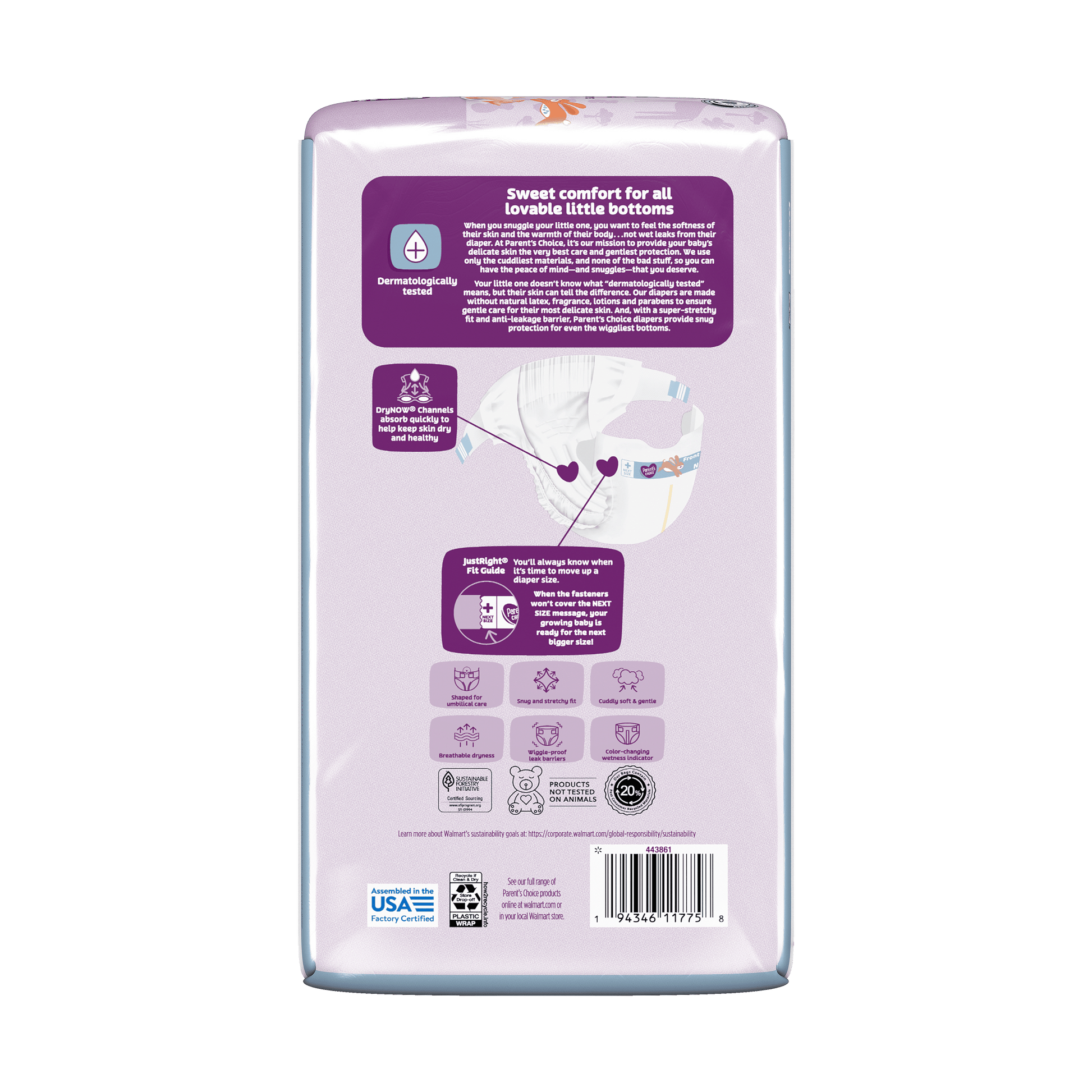 (2 Pack) Parent'S Choice Dry & Gentle Diapers Size NB, 44 Count (Select for More Options)