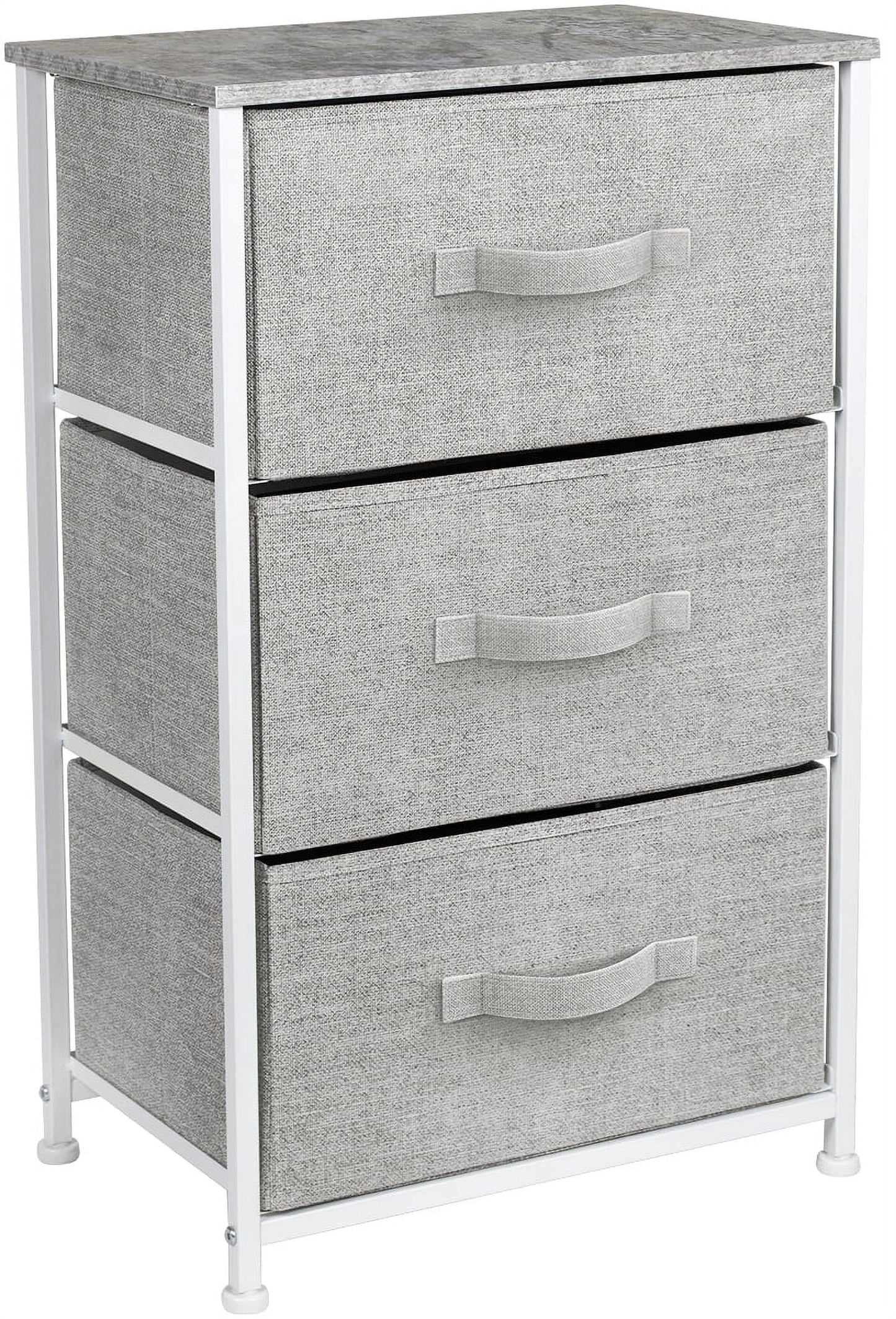 Sorbus Nightstand with 3 Drawers and Steel Frame Modern Storage End Table, Grey