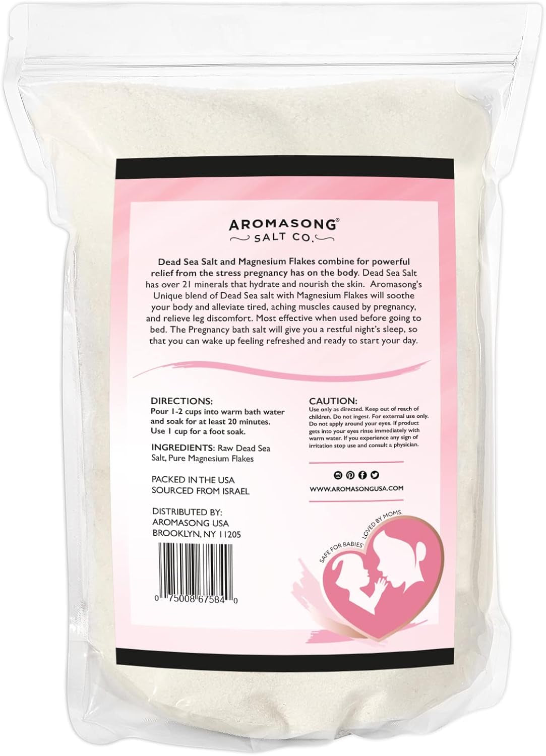 Dead Sea Pregnancy Bath Soak 5 LB - Unscented with Pure Magnesium Flakes & Minerals - Used for Pregnancy & Postpartum Muscle Aches & Leg Discomfort - Better Absorbing than Epsom Salt