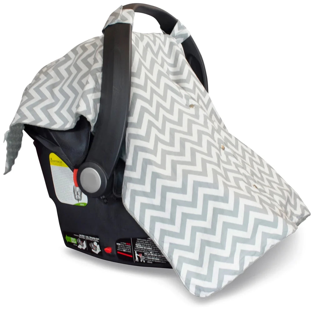 Kids N' Such Peekaboo Baby Car Seat Canopy Infant Carrier Cover for Travel, Chevron & Gray