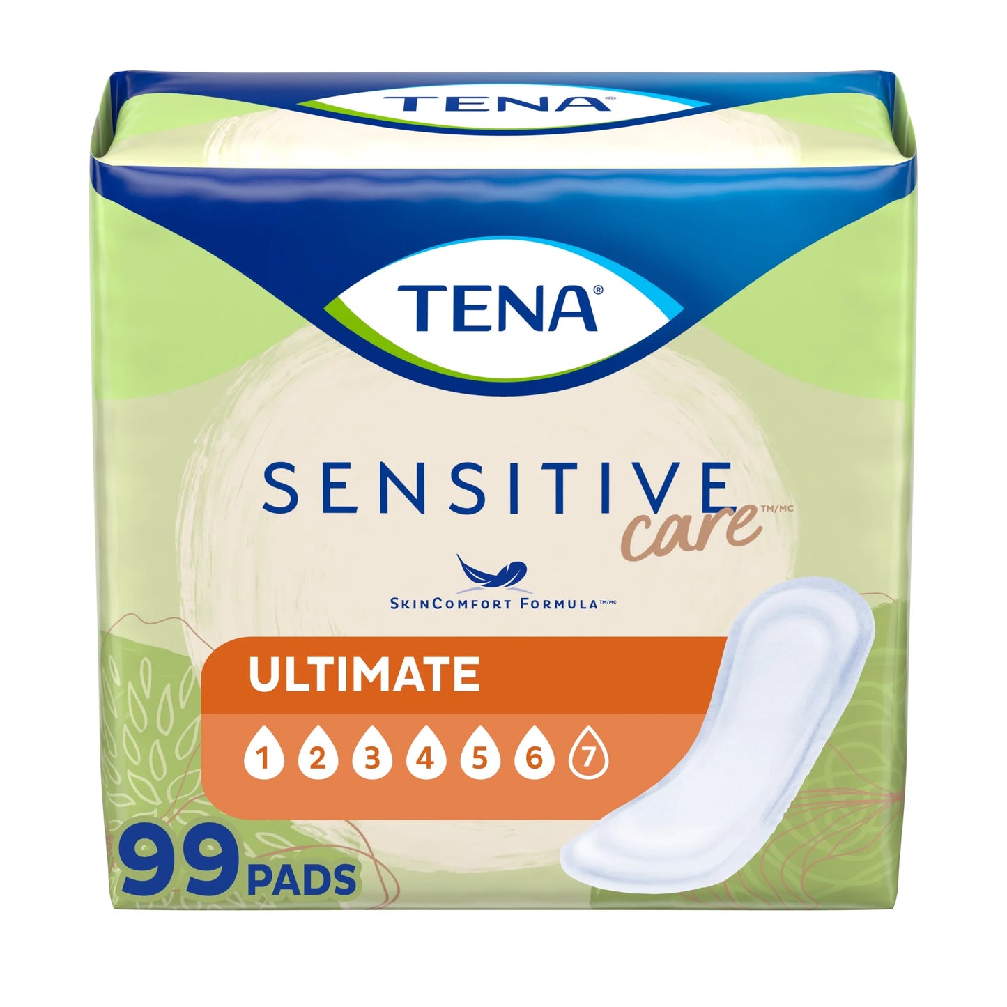 Tena Sensitive Care Ultimate Absorbency Incontinence Pads for Women, Regular Length, 10 Count