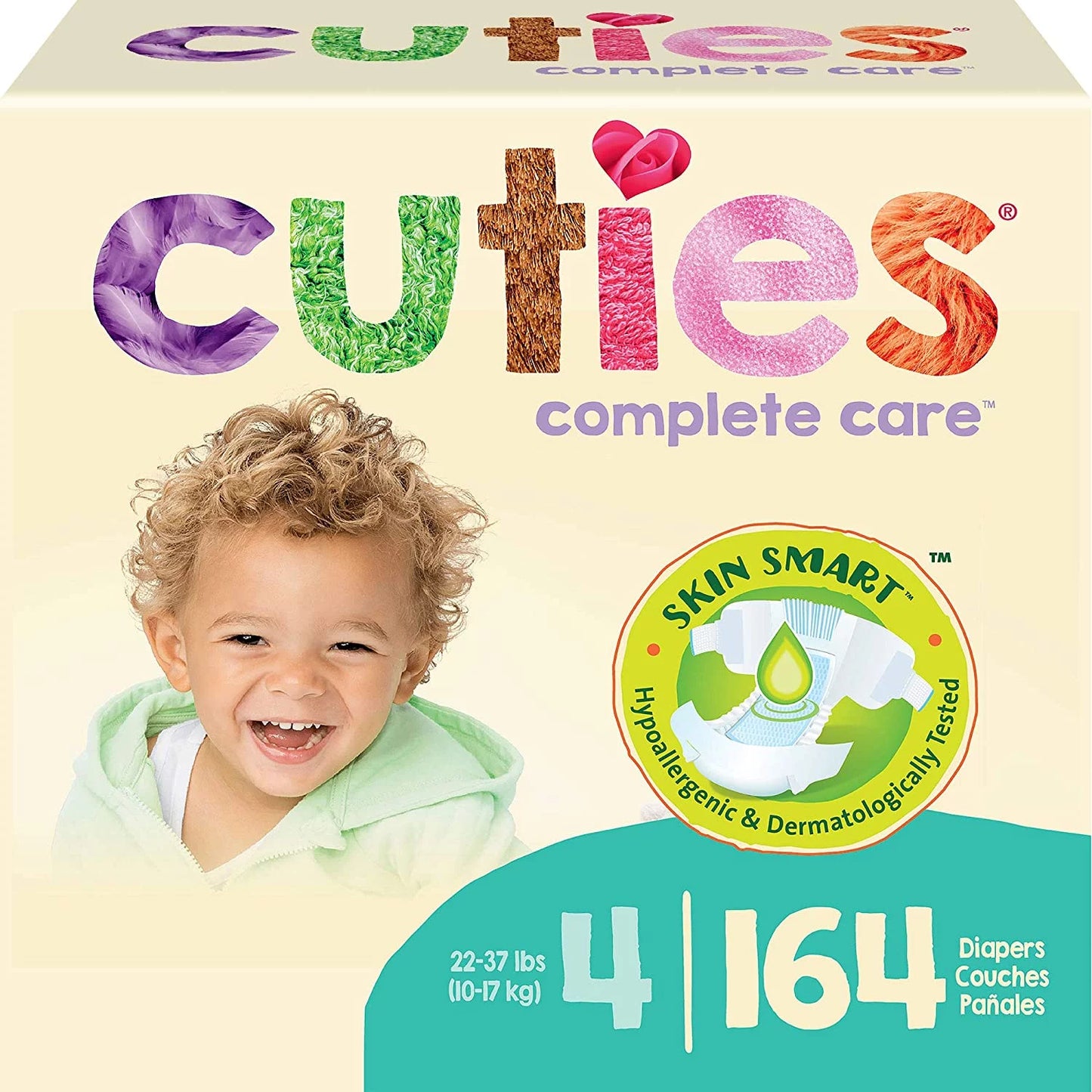 Cuties Hypoallergenic Skin Smart Baby Diapers, Size 1, 176 Count