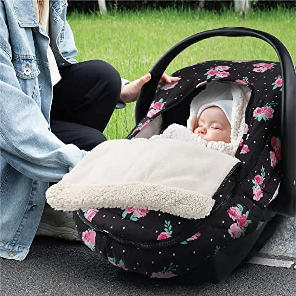 The Peanutshell Car Seat Cover, Winter Carseat, Canopy Car Seat Cover Baby Girls, Floral Rose