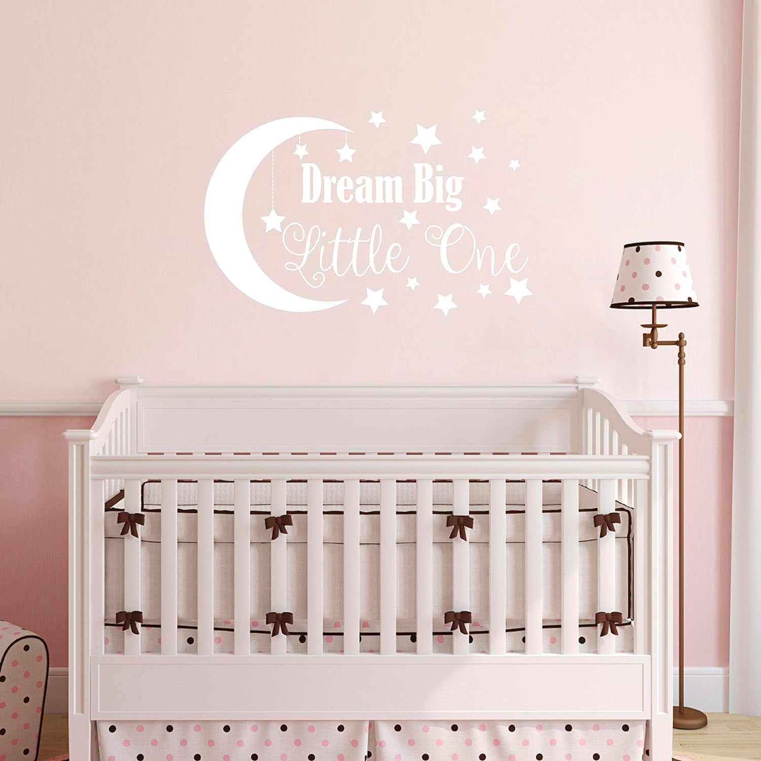 Dream Big Little One Wall Decal, Nursery Wall Decal, Nursery Decor, Nursery Wall Quote, Quote Decal, Removable Vinyl Wall Stickers for Baby Kids Boy Girl Bedroom Nursery Decor A34 (Big, White)