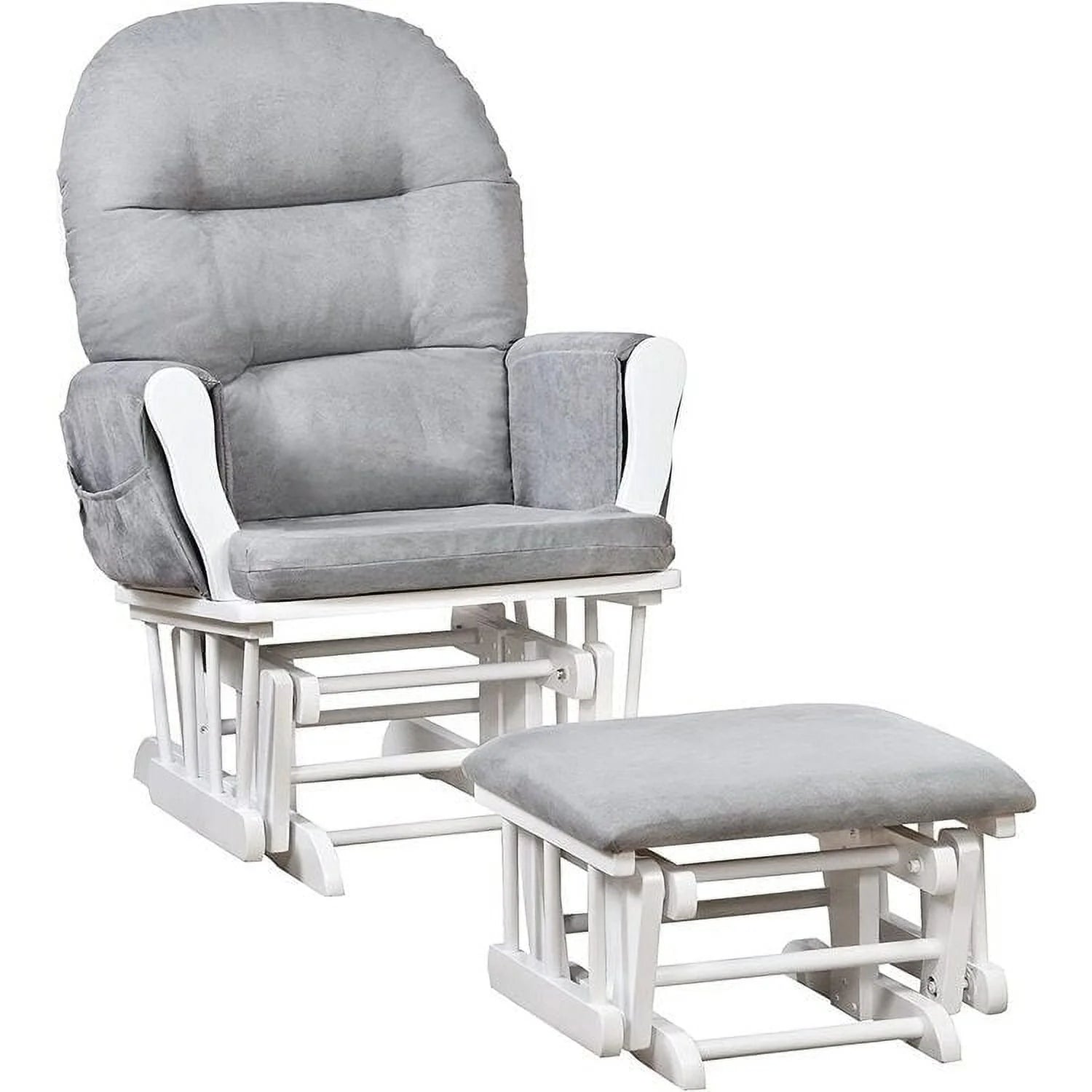 Brisbane Nursery Glider & Ottoman Sets, Glider Recliner Nursery Rocking Chair, Nursery Glider Rocker with Ottoman, Reclining Gliders & Chairs for Breastfeeding, Reading, Napping - Espresso/Cream