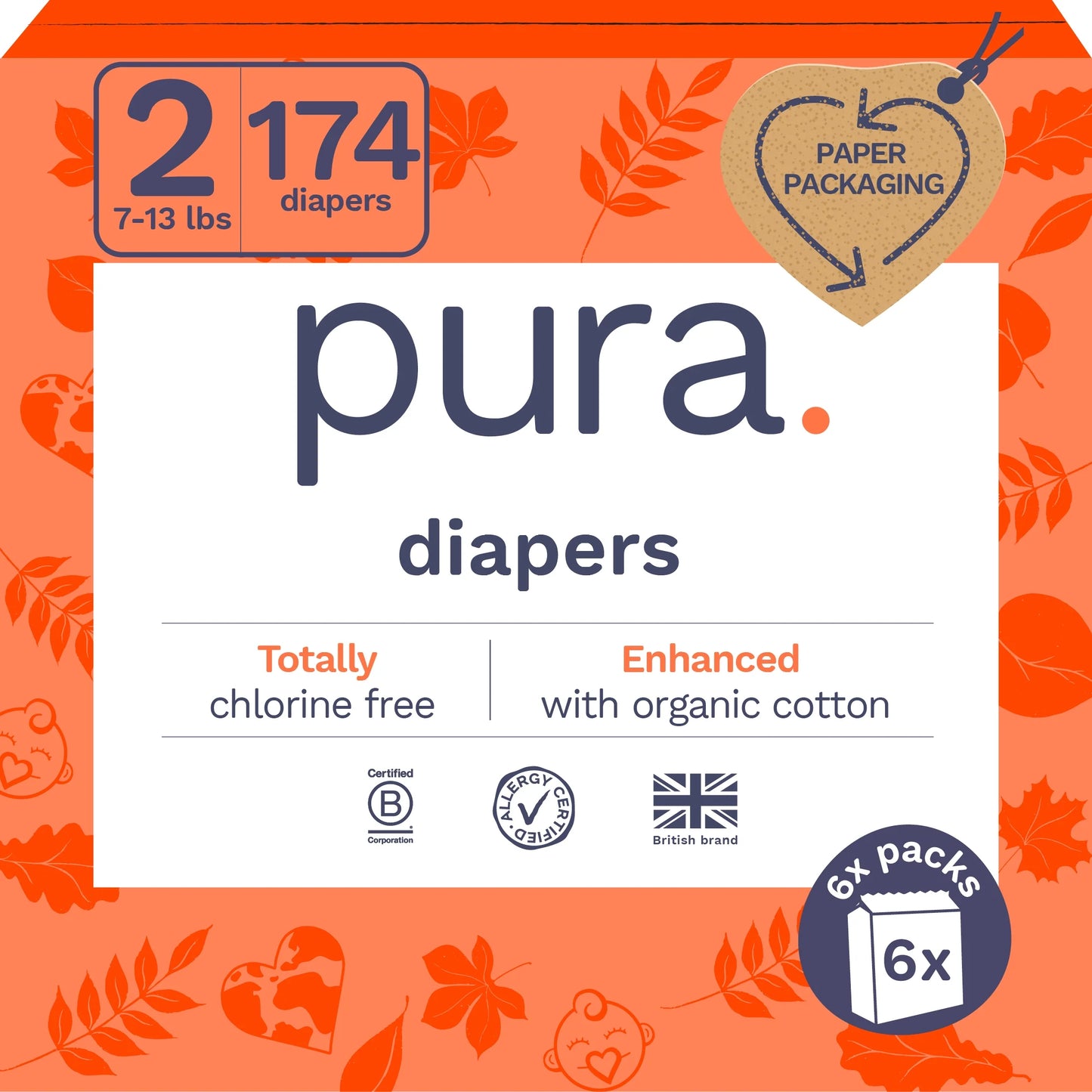 Pura Sensitive Soft Sustainable Baby Diapers Size 1, 96 Count (Choose Your Size and Count)