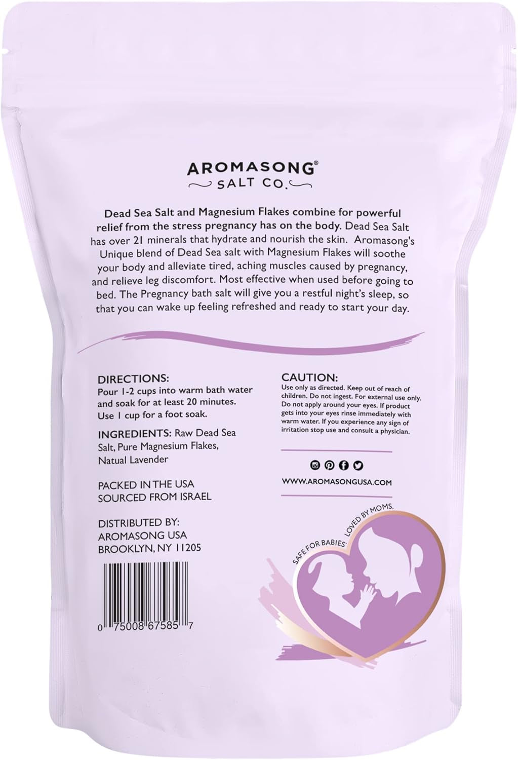 Pregnancy Bath Soak 3 LB - 100% Pure Magnesium Flakes with 21 Essential Dead Sea Minerals and Natural Lavender - Better Absorbing than Epsom Salt