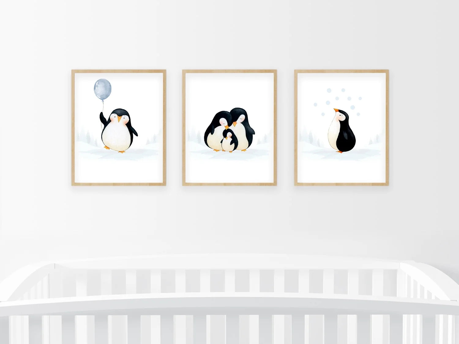 Nistio® Baby Penguin Nursery Wall Prints, Play Room Decoration, Nursery Wall Art, Nursery Room Decor, Penguin Family Print Set, Unframed, Set of 3 Prints, 8X10"