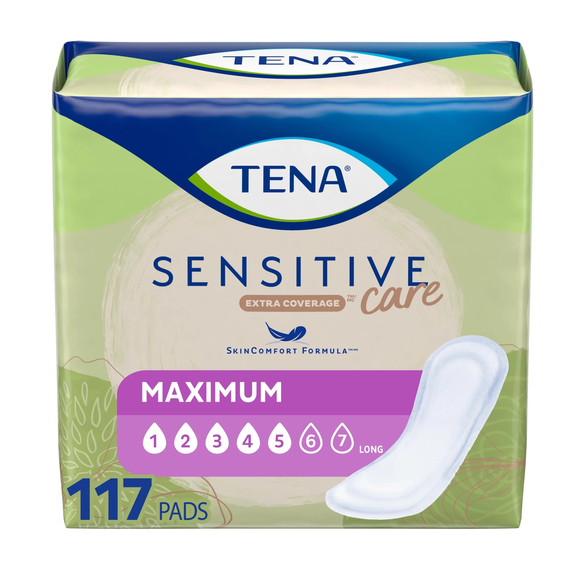 Tena Sensitive Care Maximum Absorbency Long Incontinence Pads for Women, 39 Count