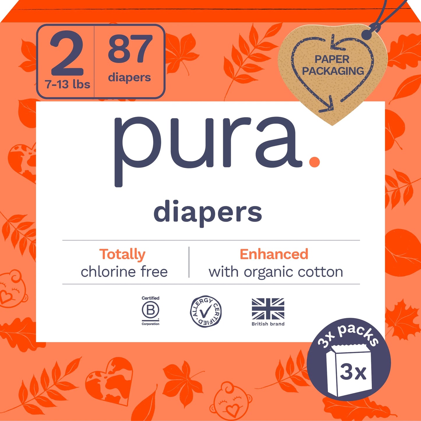 Pura Sensitive Soft Sustainable Baby Diapers Size 1, 96 Count (Choose Your Size and Count)