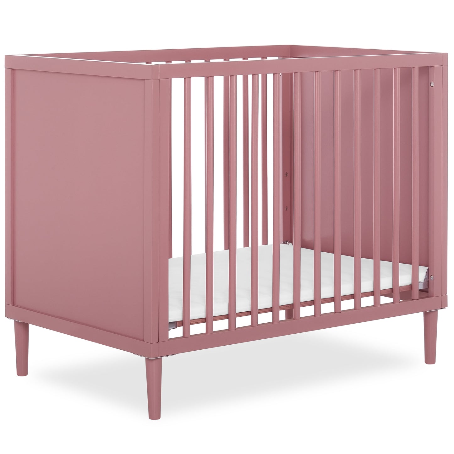 Dream on Me Lucas Mini Modern Crib with Rounded Spindles, White