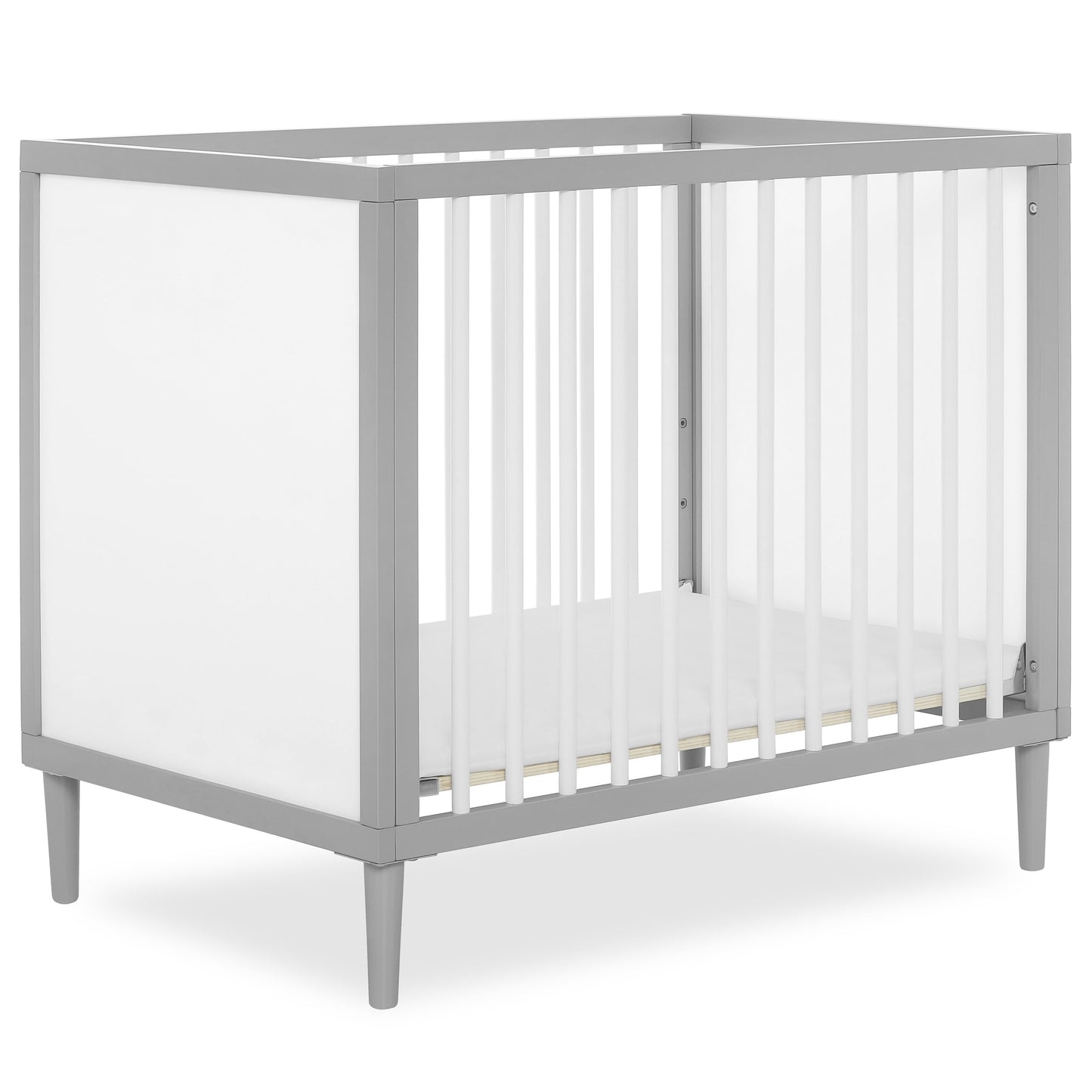 Dream on Me Lucas Mini Modern Crib with Rounded Spindles, White