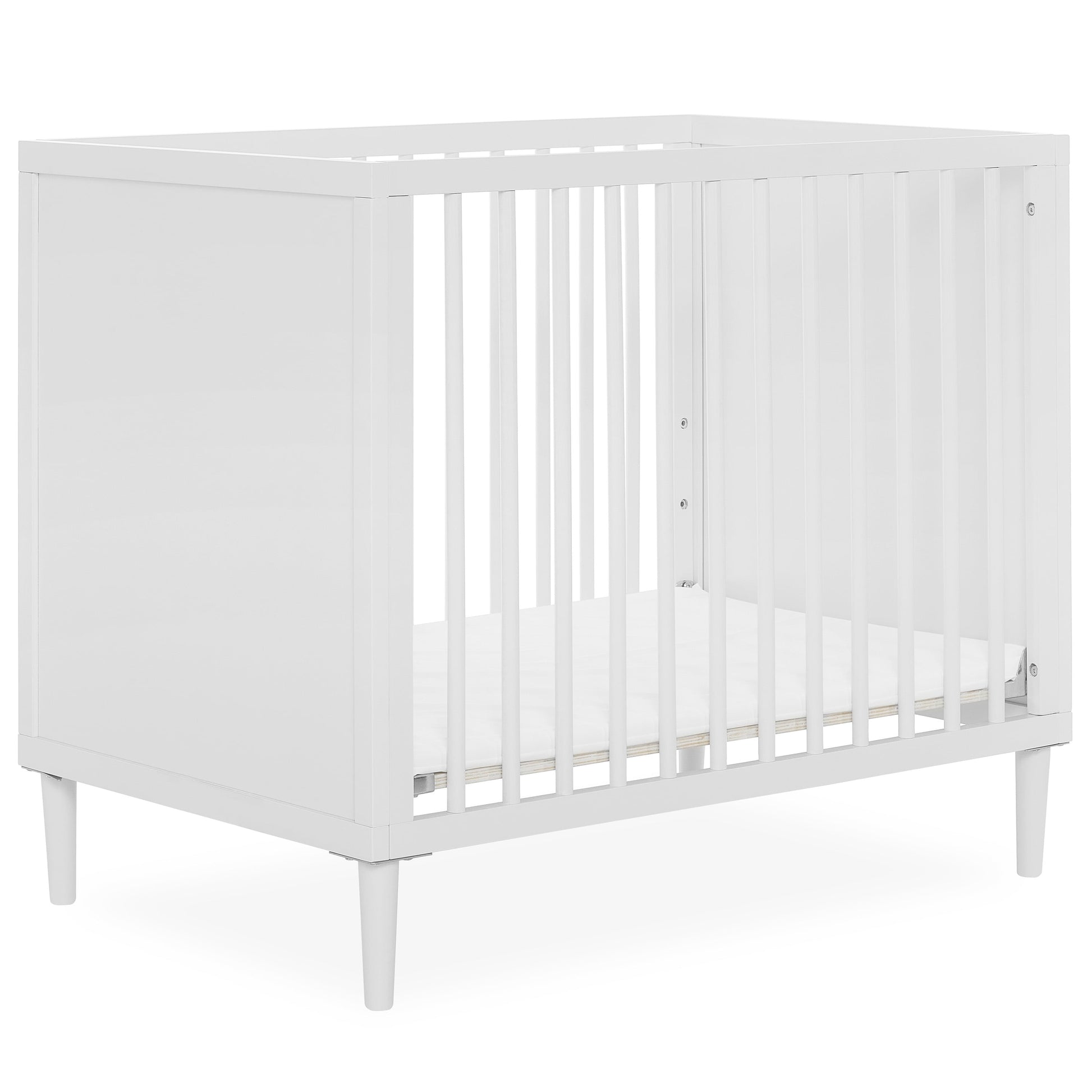 Dream on Me Lucas Mini Modern Crib with Rounded Spindles, White