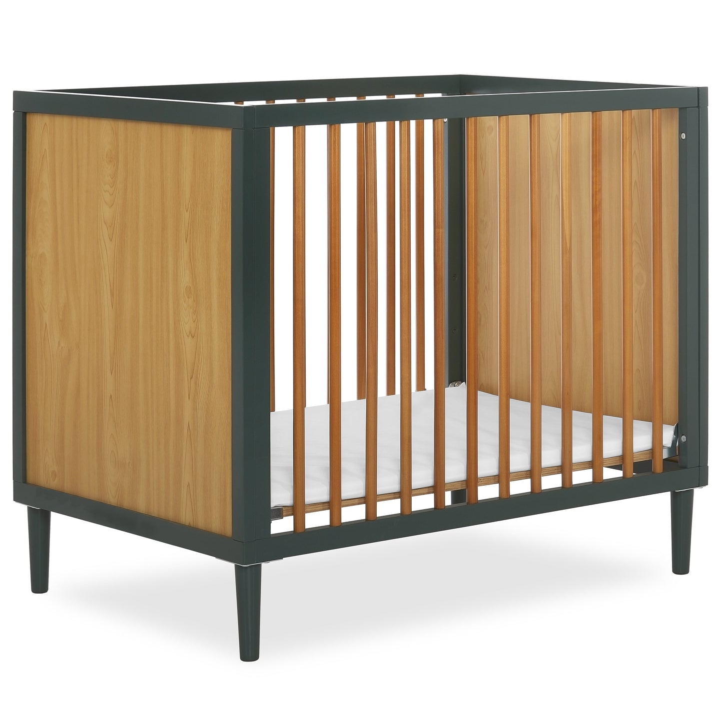 Dream on Me Lucas Mini Modern Crib with Rounded Spindles, White