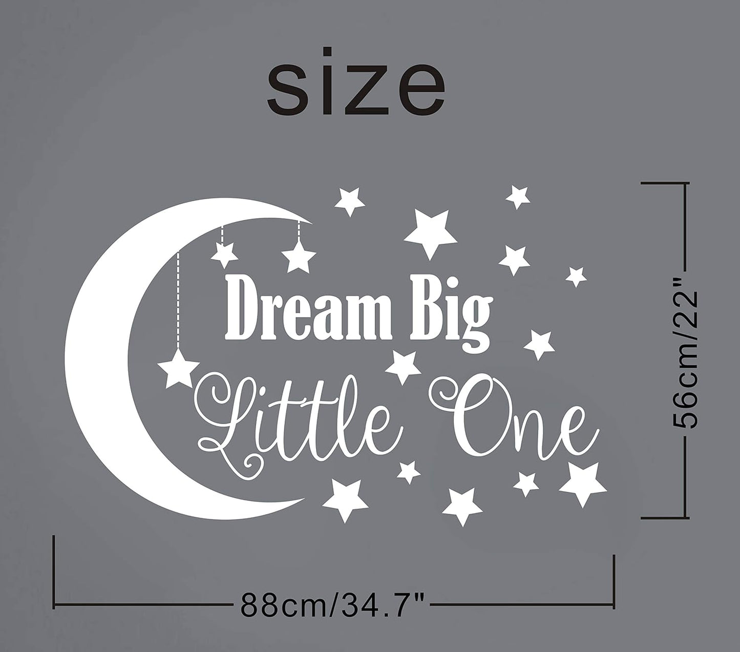 Dream Big Little One Wall Decal, Nursery Wall Decal, Nursery Decor, Nursery Wall Quote, Quote Decal, Removable Vinyl Wall Stickers for Baby Kids Boy Girl Bedroom Nursery Decor A34 (Big, White)