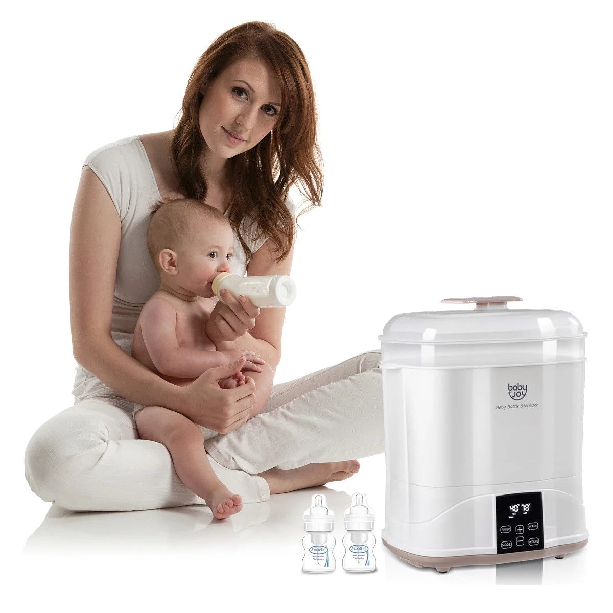 Costway Baby Bottle Electric Steam Sterilizer Dryer Machine Warmer Milk with LED Monitor White