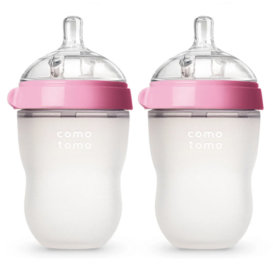 Comotomo Baby Bottle, Double Pack, 8 Oz Pink