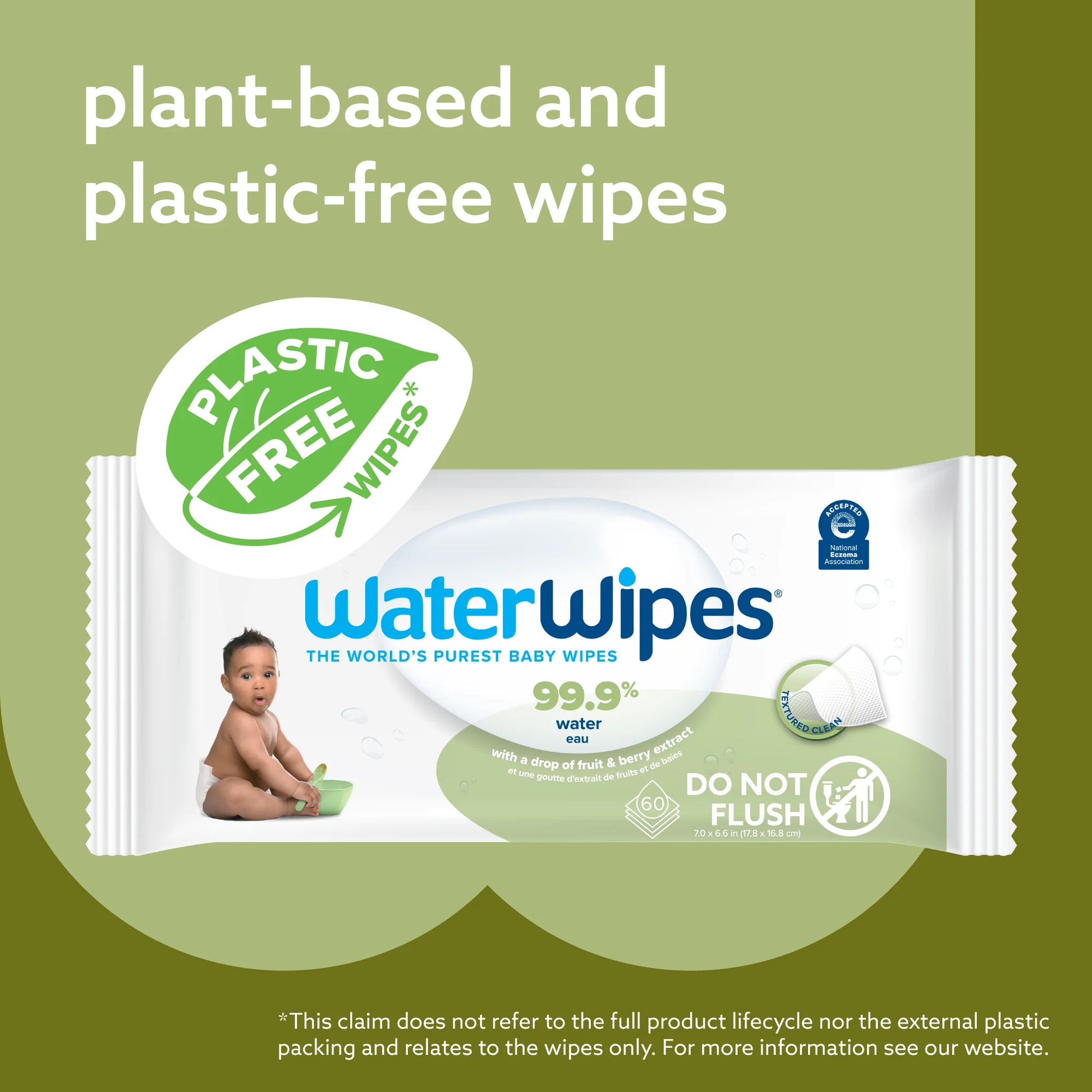 Waterwipes Textured Clean 99.9% Water Based Toddler & Baby Wipes, 9 Resealable Packs (540 Wipes)