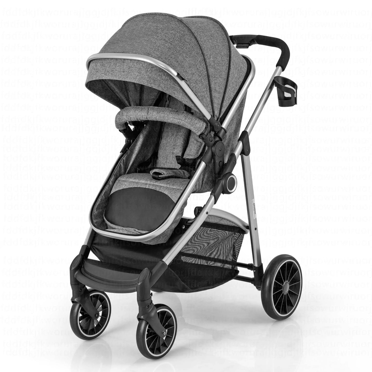 Costway 2 in 1 Convertible Baby Stroller High Landscape Infant Stroller Grey