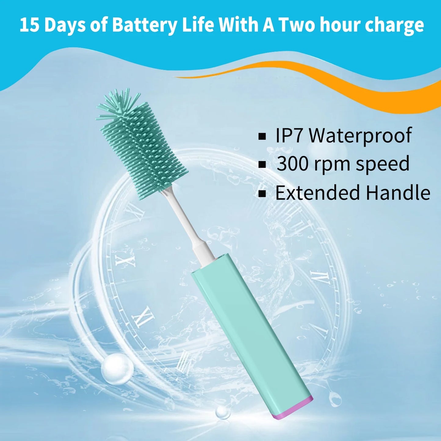 MOMJOY Electric Baby Bottle Brush Cleaner Set - IPX7 Waterproof Bottle Brush and Straw Brush, Silicone Bottle Brush Suitable for New Moms