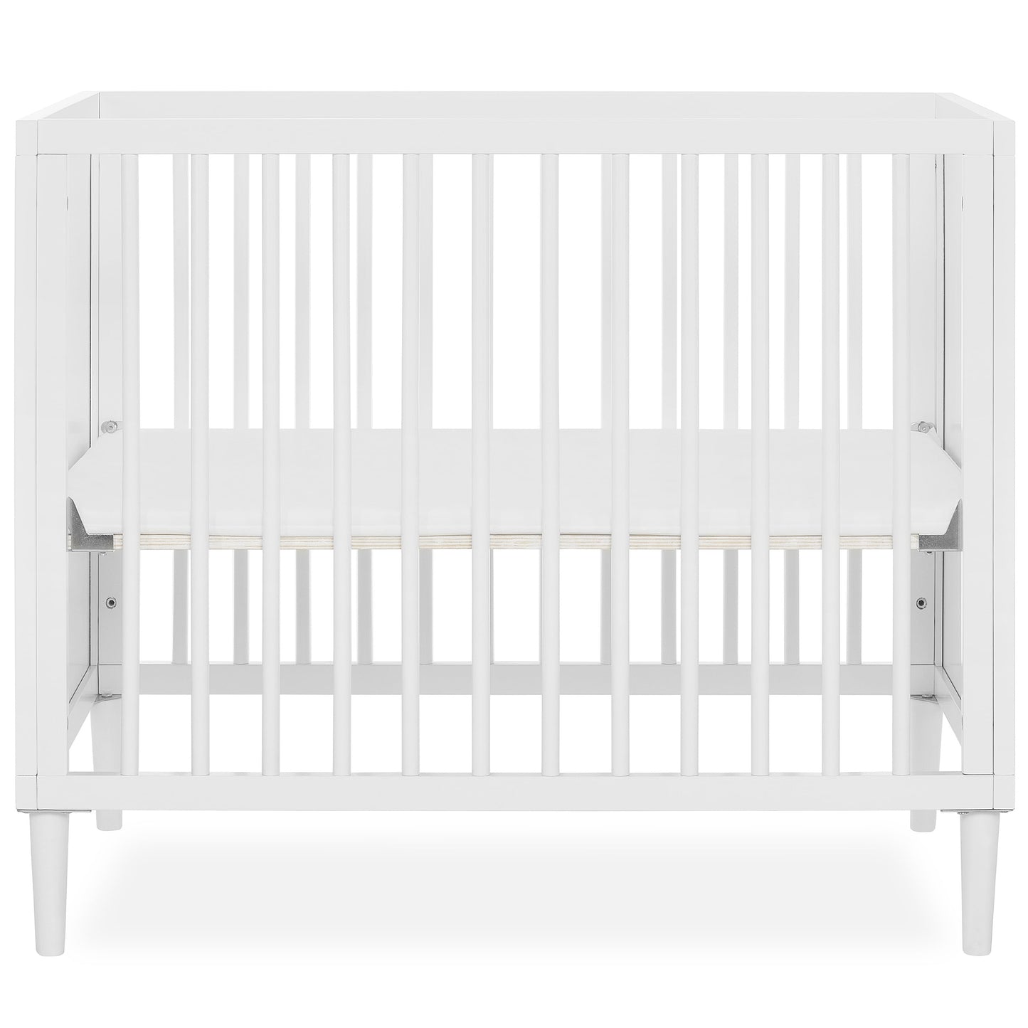 Dream on Me Lucas Mini Modern Crib with Rounded Spindles, White