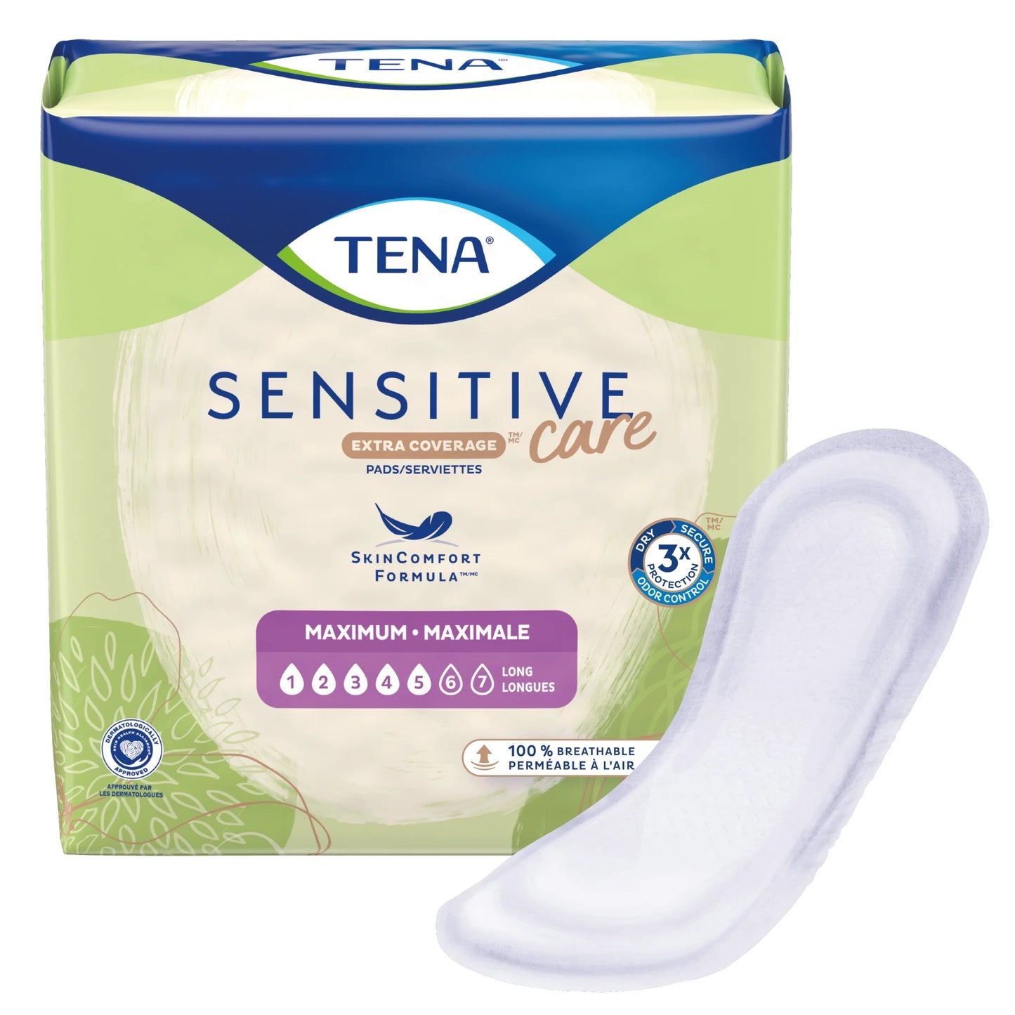 Tena Sensitive Care Maximum Absorbency Long Incontinence Pads for Women, 39 Count