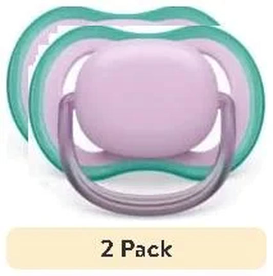 (2 Pack) Philips Avent Ultra Air Pacifier 6-18M, Blue Hush / Lush Lilac, 2 Pack, SCF085/34