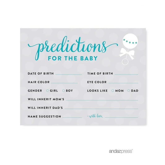 Predictions for Baby Diamond Blue Baby & Co. Baby Shower Game, 20-Pack