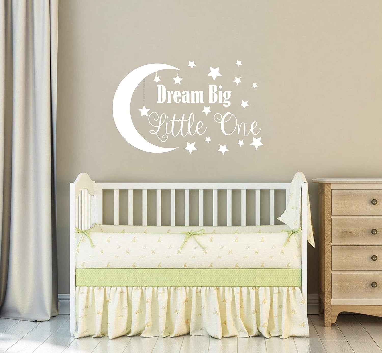 Dream Big Little One Wall Decal, Nursery Wall Decal, Nursery Decor, Nursery Wall Quote, Quote Decal, Removable Vinyl Wall Stickers for Baby Kids Boy Girl Bedroom Nursery Decor A34 (Big, White)