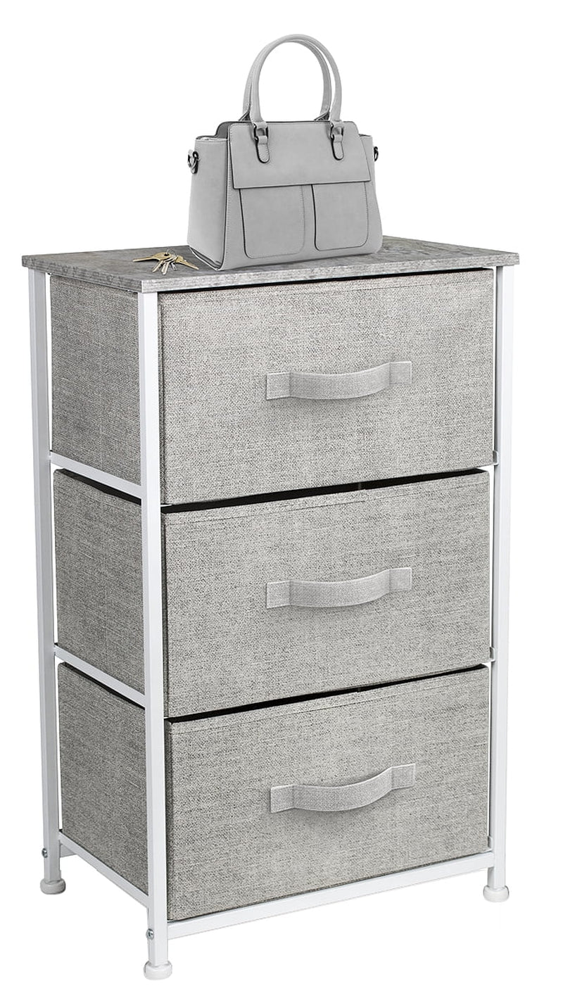 Sorbus Nightstand with 3 Drawers and Steel Frame Modern Storage End Table, Grey