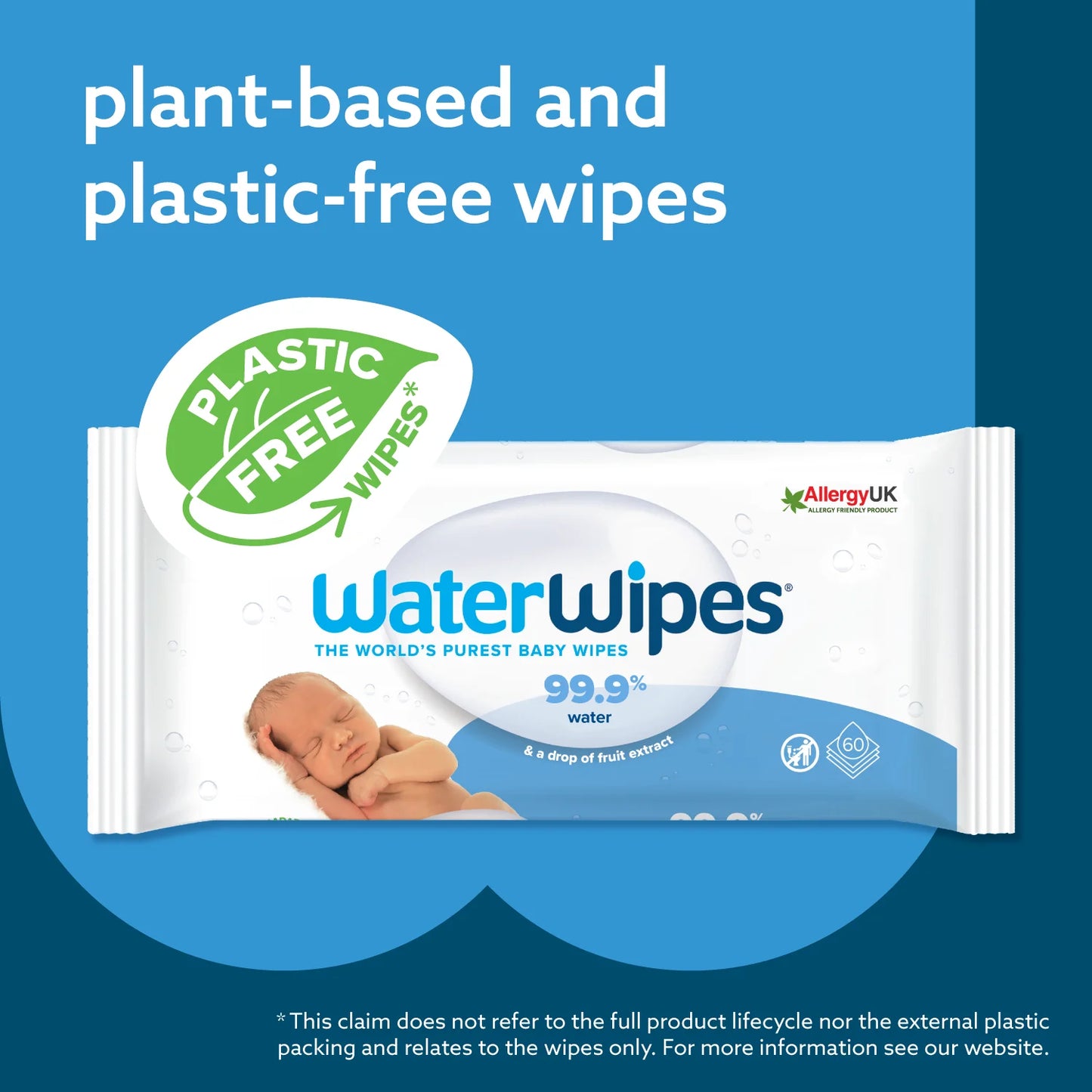 Waterwipes Original 99.9% Water Based Baby Wipes, Unscented, 9 Resealable Packs (540 Wipes) (Select for More Options)