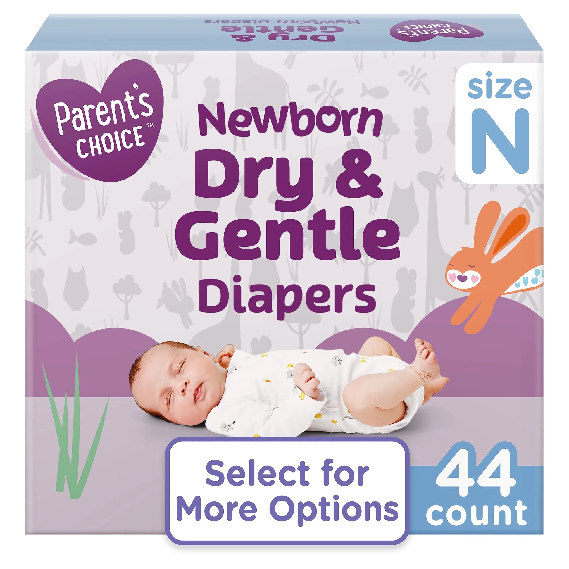 (2 Pack) Parent'S Choice Dry & Gentle Diapers Size NB, 44 Count (Select for More Options)