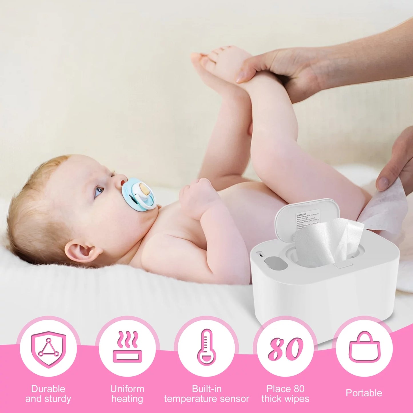 Lzvxtym Baby Wipe Warmer Thermostat Baby Wipe Heater Portable Baby Wipes Dispenser Warmer for Home